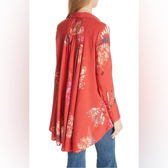 Free People Field Of Butterflies Tunic in Red - Size XS - Picture 2 of 5
